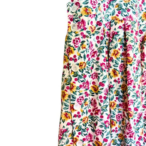 Vintage Witt Floral Sleeveless Cotton Midi Dress Cottagecore Apron Style M Retro - Picture 5 of 8